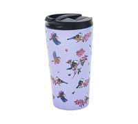 ECO CHIC Tasse à café thermique réutilisable | Tasse de voyage isotherme en acier inoxydable avec couvercle anti-fuite | Utilisable pour boissons chaudes et froides (Mésanges bleues Lilas)