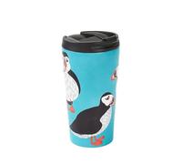 ECO CHIC Tasse à café thermique réutilisable | Tasse de voyage isotherme en acier inoxydable avec couvercle anti-fuite | Utilisable pour boissons chaudes et froides (Macareux Sarcelle)