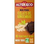 ECO - Chocolat noir bio Eclat de Gingembre ALTER | Savoureux goût de gingembre | Idéal pour les moments gourmands | La tabLette de 100g | LOT DE 4