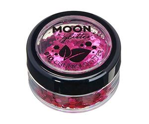 Eco Chunky Glitter de Moon Glitter biodégradable - 100% Cosmétique Bio Glitter pour visage, corps, ongles, cheveux et lèvres - 3g - Rose