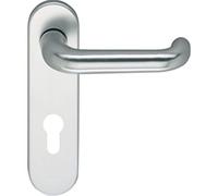 ECO D 110 Poignée de porte avec plaque courte PZ 72, poignée de porte pour porte d'échappement, aluminium anodisé argenté