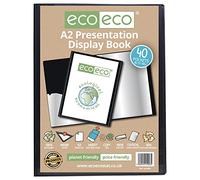 eco-eco A2 50% Recyclé 40 Pocket Couleur Noir Présentation Affichage du Livre, eco008