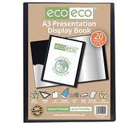eco-eco A3 50% Recyclé 20 Couleur Noir Pocket Présentation Affichage du Livre eco005