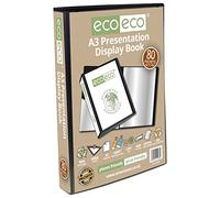 eco-eco A3 50% Recyclé 80 Pocket Couleur Noir Présentation Affichage du Livre eco068