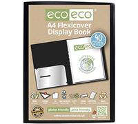 eco-eco A4 100% Recyclé 40 Pocket Couleur Noir Flexicover Affichage du Livre