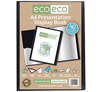 eco-eco A4 50% Recyclé 40 Pocket Couleur Noir Présentation Affichage du Livre eco004