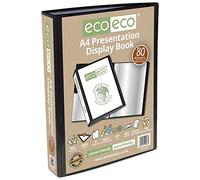 eco-eco A4 50% Recyclé 80 Pocket Couleur Noir Présentation Affichage du Livre eco066
