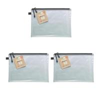 eco-eco A4+ 90% Recyclé Double Clair Pocket Transparent Sac Solide avec Fermeture Zippée Noir (Lot de 3)