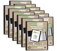 eco-eco A5 50% Recyclé 10 Pocket Couleur Noir Présentation Affichage du Livre (Paquet de 12)