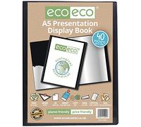 eco-eco A5 50% Recyclé 40 Pocket Couleur Noir Présentation Affichage du Livre