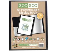 eco-eco A5 50% Recyclé 60 Pocket Couleur Noir Présentation Affichage du Livre, eco019