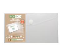 eco-eco DL Lot de 5 pochettes transparentes plastique rangement à bouton-pression 95% recyclé Eco156