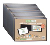 eco-eco Ec0146x12 Lot de 12 classeurs format A4 95% recyclé Dos 22 mm 2 anneaux Noir