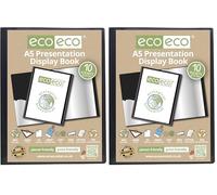 eco-eco eco041 Porte-vues 10 pochettes 50% recyclées Noir Format A5 (Lot de 2)