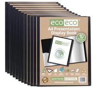 eco-eco Eco042x12 Lot de 12 porte-vues 10 pochettes en plastique Noir Format A4 50% recyclé