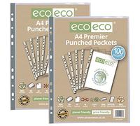 eco-eco Eco057x2 Lot de 2 paquets de 100% recyclés avec pochettes perforées Transparent Format A4 90 microns