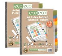 eco-eco Eco058x2 Lot de 2 pochettes perforées avec onglets intercalaires 95% recyclées Format A4