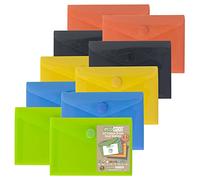eco-eco eco077x2 Lot de 10 Chemises en Plastique 50% recyclées Couleurs assorties Vert/Noir/Bleu/Jaune/Orange A7