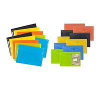 eco-eco eco078x2 Lot de 10 Chemises en Plastique 50% recyclées Couleurs assorties Vert/Noir/Bleu/Jaune/Orange A6 & eco077x2 Lot de 10 Chemises en Plastique 50% recyclées A7