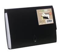 eco-eco eco084 Organiseur de documents extensible en accordéon 50% recyclé avec 26 pochettes transparentes Noir Format A4