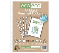 eco-eco Eco129 Lot de 200 pochettes perforées A4 100% recyclées Transparent 45 microns