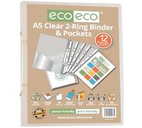 eco-eco Eco173 Classeur de présentation transparent à anneaux 65% recy vec 12 pochettes perforées Format A5