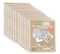 eco-eco Eco173x12 Lot de 12 classeurs à anneaux transparents A5 65% recyclés avec 12 pochettes perforées