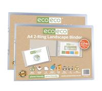 eco-eco Eco204x2 Lot de 2 classeurs transparents A4 95% recyclés Dos 22 mm 2 anneaux paysage