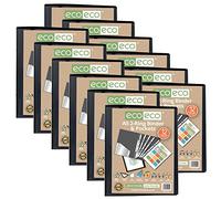 eco-eco Lot de 12 Classeurs de Présentation Rigides A5 à 4 Anneaux en O avec 12 Pochettes Perforées, Tranche de 22 mm, Noir, eco045x12