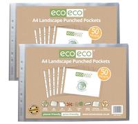 eco-eco Lot de 2 paquets de 50 pochettes perforées A4 100% recyclé, 45 microns, éco145 x 2