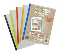 eco-eco Lot de 20 dossiers A4 50% recyclés faciles à glisser avec barre colorée pour rapports de projet, eco117x4
