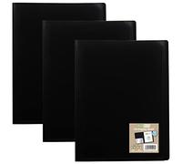 eco-eco Lot de 3 porte-documents A4 100% recyclés avec 40 pochettes Noir