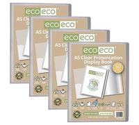 eco-eco Lot de 4 porte-vues transparents avec pochettes en plastique Format A5 50% recyclé 60 pochettes