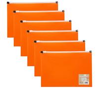 eco-eco Lot de 6 pochettes extensibles A5 50% recyclées avec fermeture éclair, orange, 106 x 6 orange