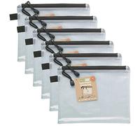 Eco-eco Lot de 6 sacs doublés ultra résistants en maille imperméable avec fermeture éclair noire et 2 poches A5