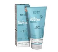 eco elio Tutti Giorni Crème solaire pour le visage SPF 50+, 200 ml, protection pour les peaux sensibles, utilisation quotidienne pour le corps, taille familiale, sans parfum ni octocrylène