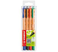 Eco-Friendly Fibre-Tip Sign Pen - STABILO GREENpoint - Pack of 4 - Blue, Black,
