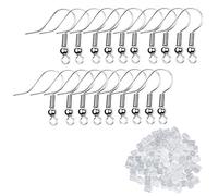 Eco-Fused 200 pcs des Crochets en Argent de boucle d'oreille et 500 pcs des fermoirs de boucle d'oreille transparent - Fils d'oreille sans nickel (18mm) - Remplacement de Bouchon de sécurité