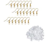 Eco-Fused 200 pcs des Crochets en Or de boucle d'oreille et 500 pcs des fermoirs de boucle d'oreille transparent - Fils d'oreille sans nickel (18mm) - Remplacement de Bouchon de sécurité