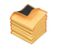Eco-Fused Chiffons de Nettoyage en Microfibre à Double Face - Lot de 5-6,6 x 6,2 Pouces - Chiffon en Microfibre et Suède pour Smartphones, Écrans, Lentilles d'Appareil Photo (Jaune)