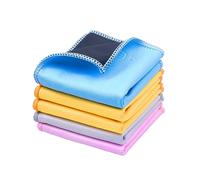 Eco-Fused Chiffons de Nettoyage en Microfibre à Double Face - Lot de 5-6,6 x 6,2 Pouces - Chiffon en Microfibre et Suède pour Smartphones, Écrans, Lentilles Photo (2X Jaune, Bleu, Rose, Gris)