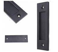 Eco-Fused Poignée de Tirage Doigt de Porte de Grange (noir) et avec vis autotaraudeuses - Poignée à fond plat en acier solide de 6 pouces - Facile à installer - Idéal pour les portes coulissantes