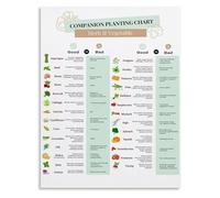 Eco Garden Chart Seed Starting Companion Planting Reference Canvas Print for Conservatory and Mud Room Wall Decor(Unframed,08x12inch(20x30cm))