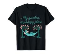 Eco Garden Happy Place Flowy Script Fleur Vigne Nature Art T-Shirt