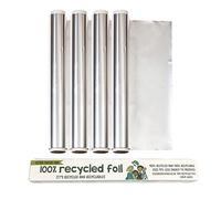 Eco Green Living Lot de 4 Rouleaux de Papier d'Aluminium Recyclé Résistant pour la Cuisine, les Grillades et l'Emballage des Aliments avec Bord Tranchant