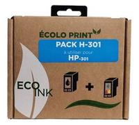 ECO-Ink Kit Recharge HP 301 (noir et couleurs) - 123CONSOMMABLES