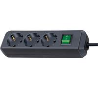 Eco-Line Euro 3 Prises D'Extension, 3M, Noir - BRENNENSTUHL