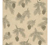 Eco Line Lot de 20 serviettes durables en papier recyclé 100 % branches de sapin | hiver | nature | cônes | décoration de table 33 x 33 cm