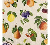 Eco Line Lot de 20 serviettes durables en papier recyclé 100 % fruit de jardin | fruits | printemps | été | décoration de table 33 x 33 cm