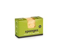 Eco Living Lot de 2 éponges compostables ondulées Standard, Jaune, Multicolore